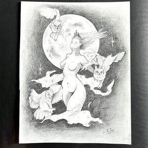Wings of night Original pencil sketch on paper